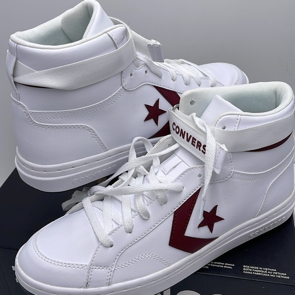 Converse Men’s PRO BLAZE V2 MID WHITE/CHERRY DAZE/WHITE A06627C Sneakers - Picture 10 of 16